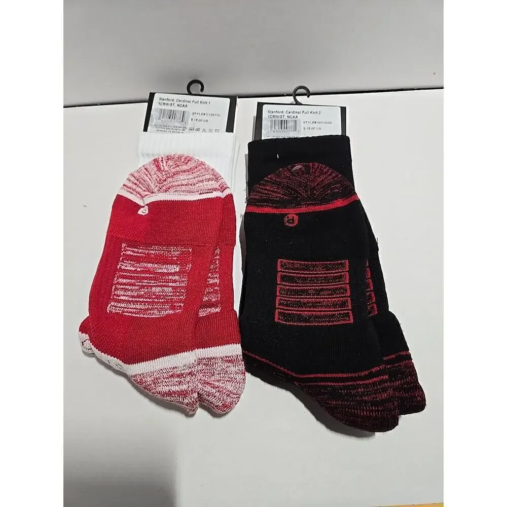 New Strideline Stanford Cardinal Crew Socks Men's 2-Pack Knit M/L (8-12) NCAA